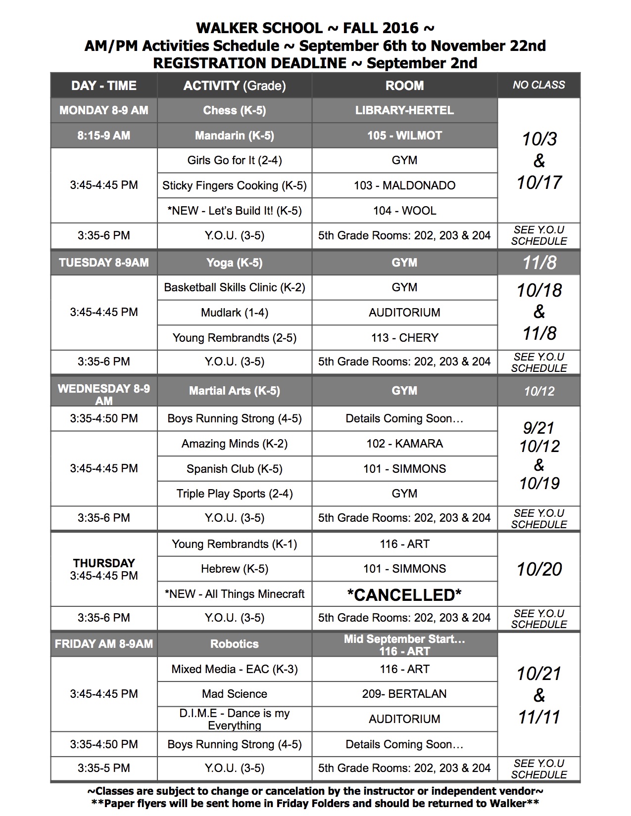 AM_PM Fall Activities 2016-17 Rooms