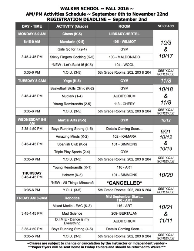AM_PM Fall Activities 2016-17 Rooms