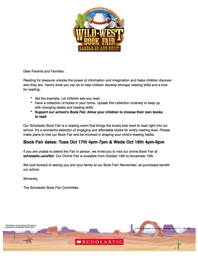 Book Fair letter 2017