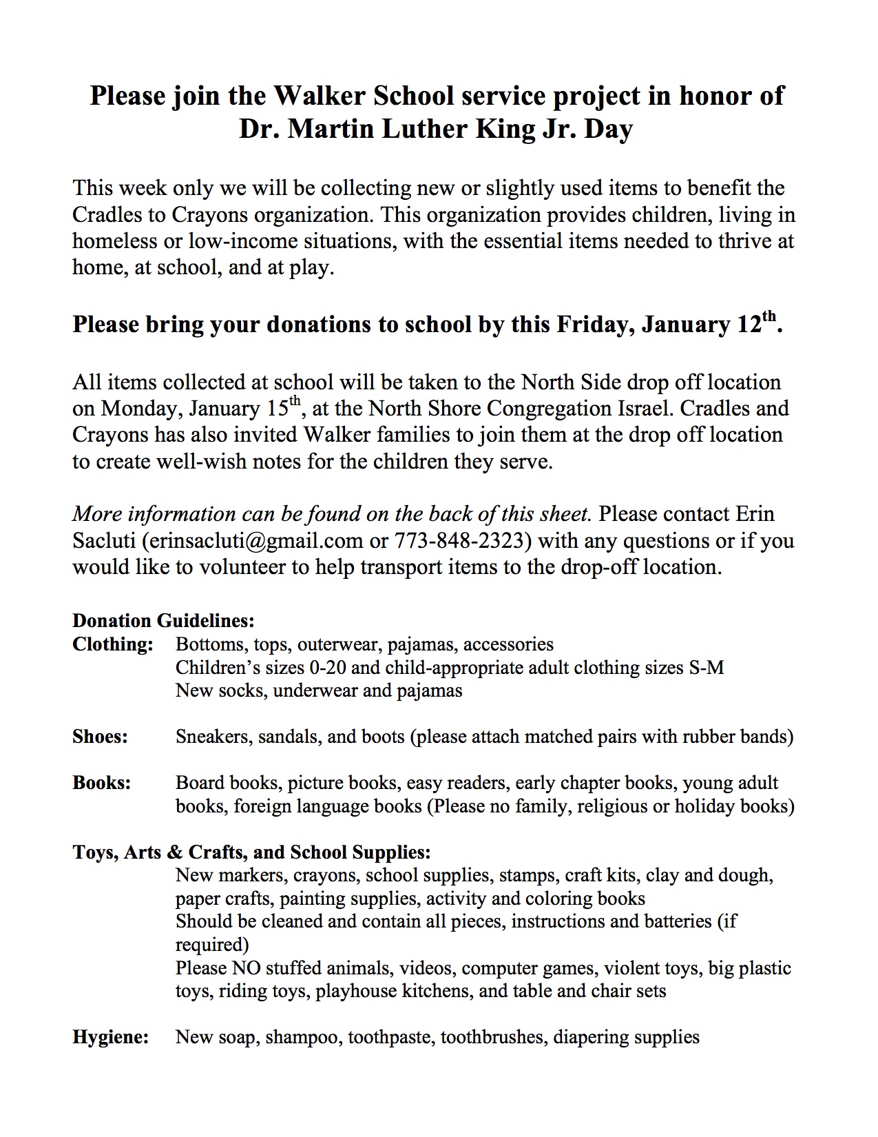 Walker MLK Service Project