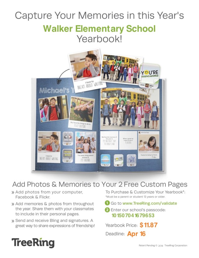 Walker Yearbook Flyer 2018