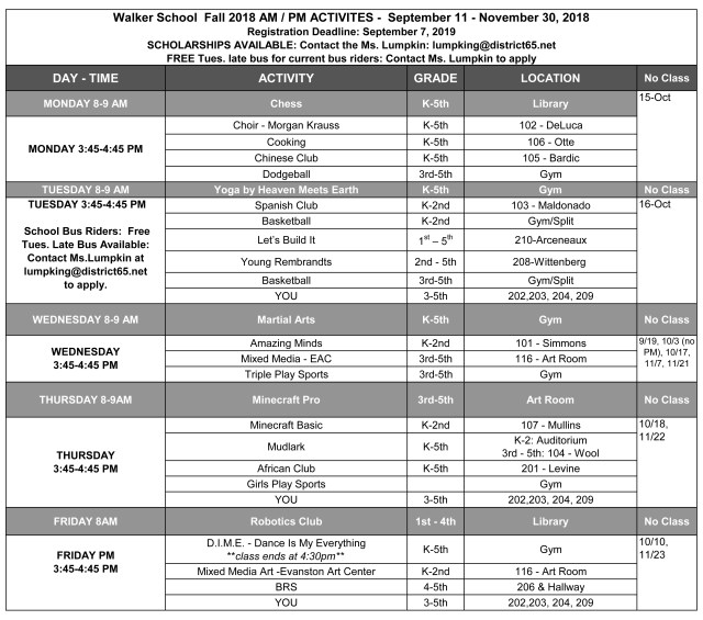 AM/PM 2017 Winter Activities for Registration