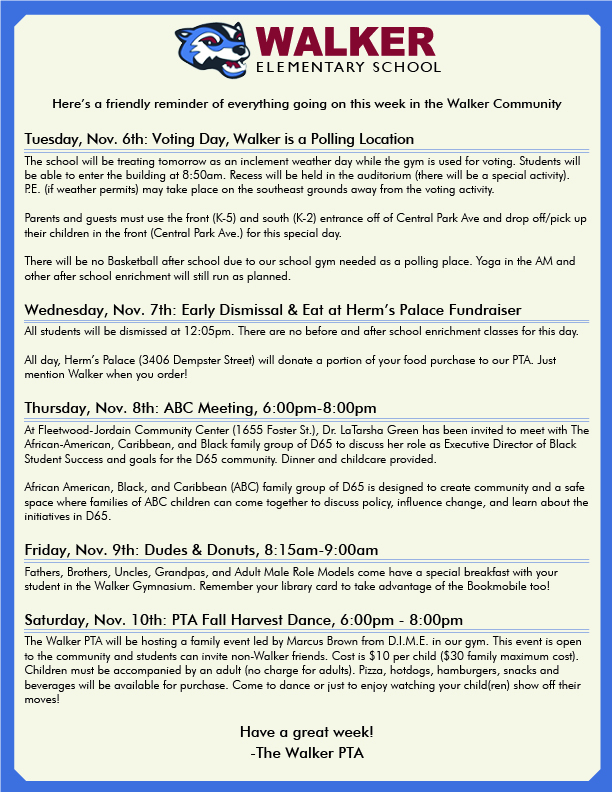 Friendly Reminder 11-5-18