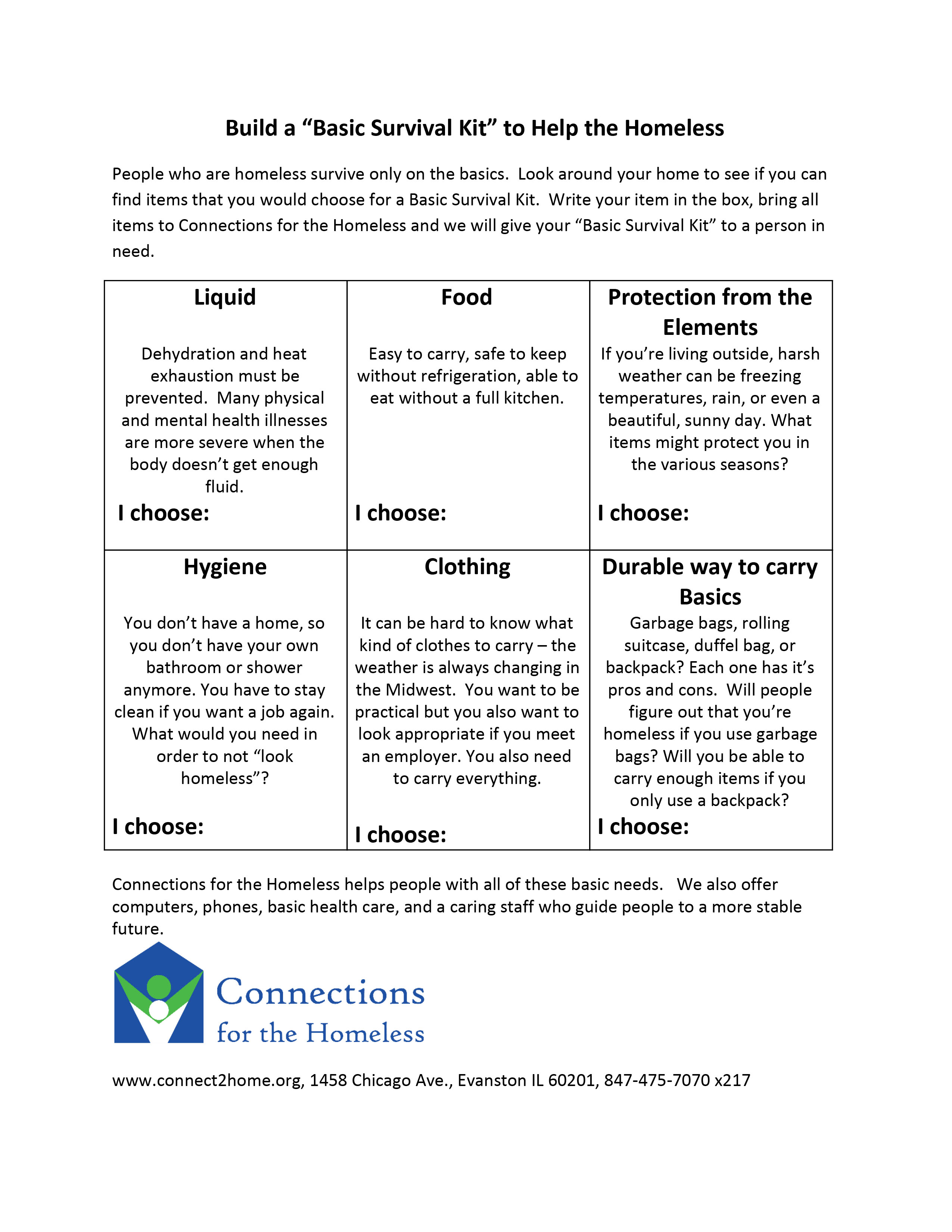 basic survival kit scavenger list
